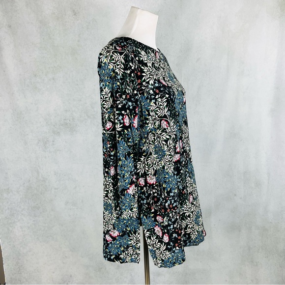 J Jill Floral Boat Neck Tunic With Side Slits and Flared Sleeves - Picture 2 of 7